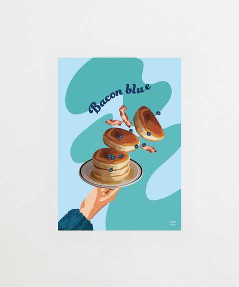 Bacon Blue poster med blå och rosé abstrakt motiv – FrenzyFrame