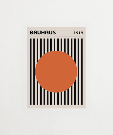 Bauhaus 1919 Orange poster med geometrisk design – FrenzyFrame