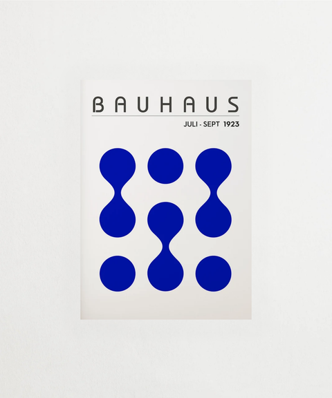 Bauhaus Blue Construct poster med geometrisk design – FrenzyFrame