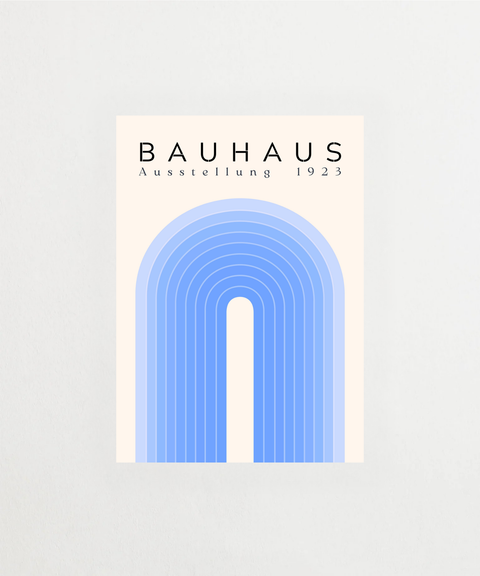 Bauhaus Loop Blue – geometrisk blå poster med moderna former från FrenzyFrame