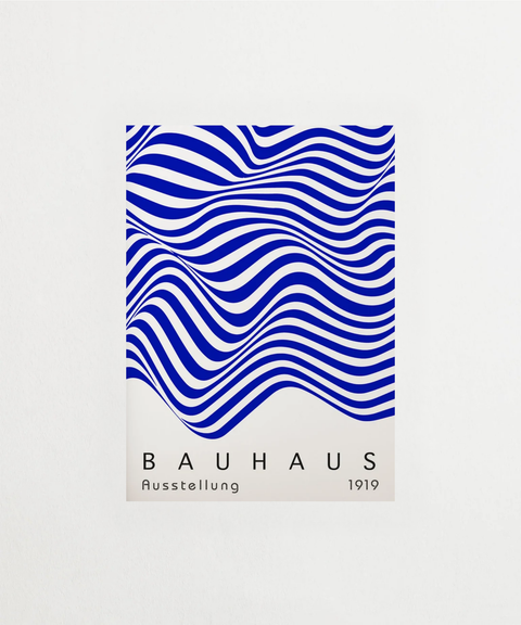 Bauhaus Waveform poster med geometriska vågor – FrenzyFrame