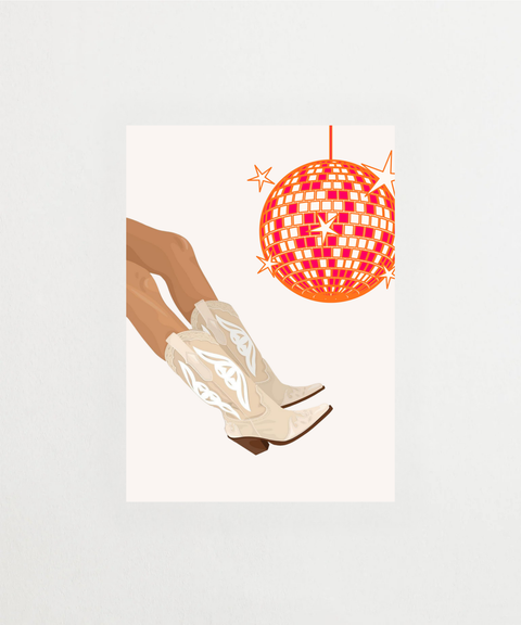 Boots & Boogie poster med retro dansmotiv – FrenzyFrame