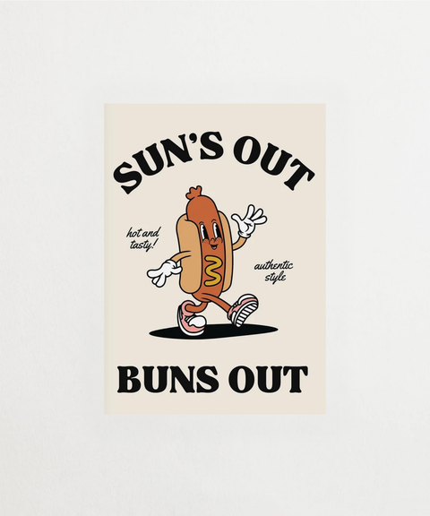 Buns Out poster med humoristisk illustration – FrenzyFrame