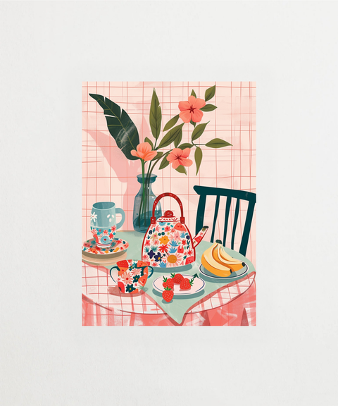 Café de Couleur poster med färgglad illustration – FrenzyFrame