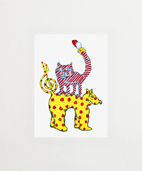 Cat on Spots poster med katt på färgglada prickar – FrenzyFrame djurtavla