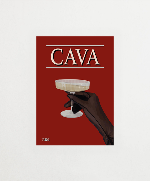 Cava poster med elegant vinglas och bubblor – FrenzyFrame