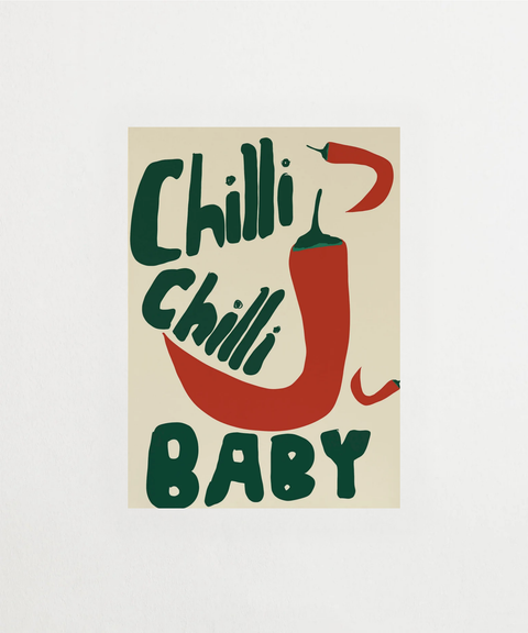 Chilli Chilli Baby poster med röd chili-motiv – FrenzyFrame