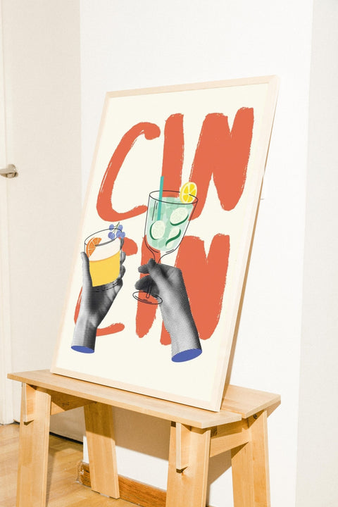 Cin Cin Club poster visad med ram som tillval – FrenzyFrame