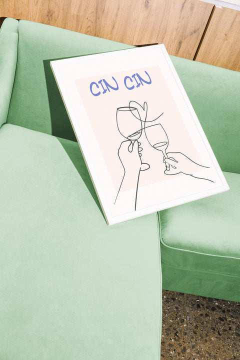 Cin Cin poster visad med valfri ram i heminteriör – FrenzyFrame