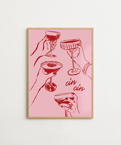 Cin Cin Pink poster visad med valfri ram – FrenzyFrame
