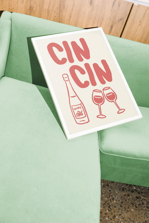 Cin Cin Rosso poster visad med ram som tillval – FrenzyFrame