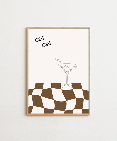 Cin Cin in Brown poster på vägg med valfri ram – FrenzyFrame
