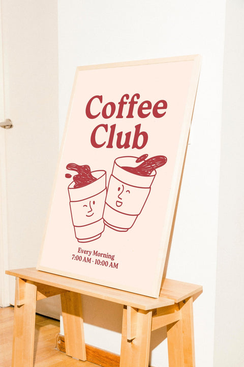 Coffee Club poster visad med ram som tillval – FrenzyFrame