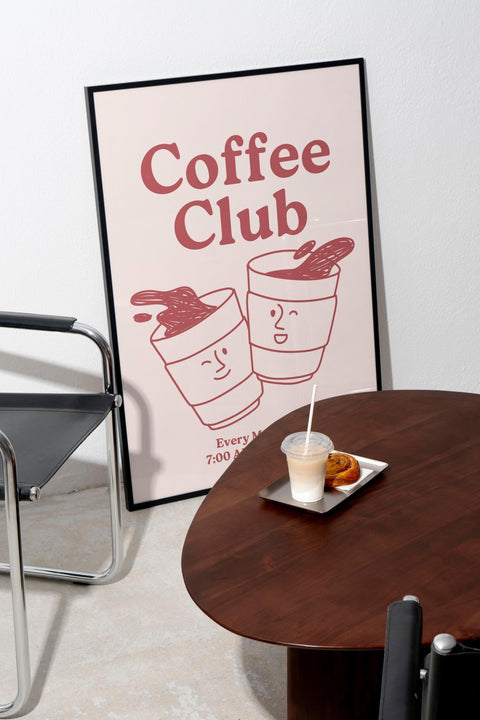 Coffee Club poster visad med ram som tillval – FrenzyFrame