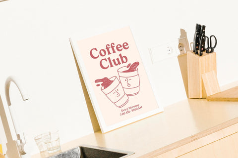 Coffee Club poster visad med valfri ram – FrenzyFrame