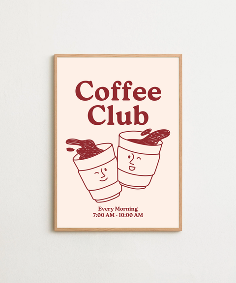 Coffee Club poster visad med ram som tillval – FrenzyFrame