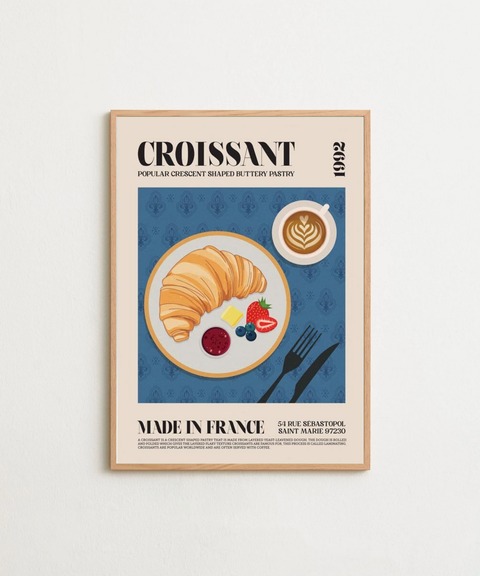 Croissant à Paris poster visad med valfri ram – FrenzyFrame