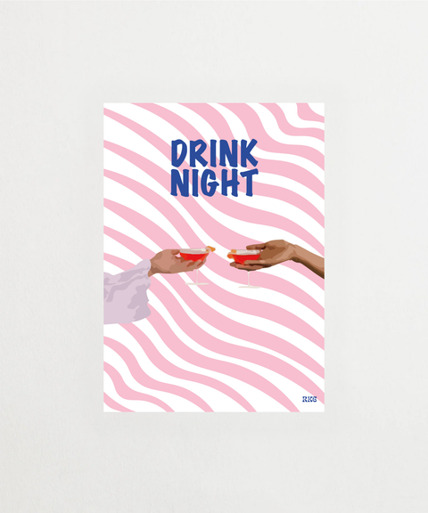 Drink Night poster med illustration av dryck – FrenzyFrame