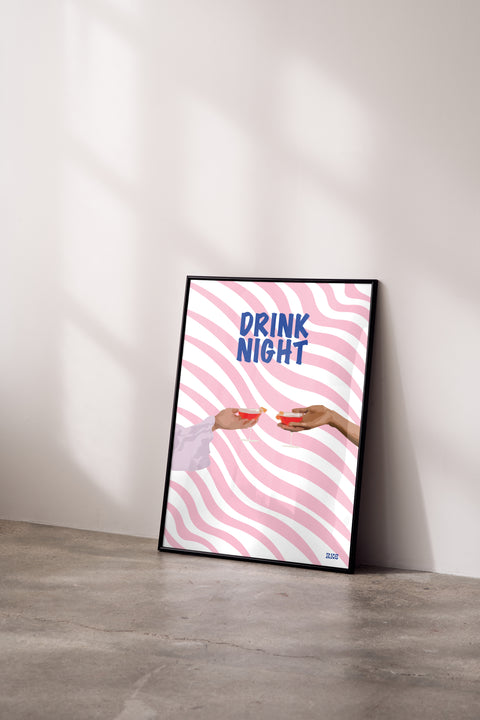 Drink Night poster visad med valfri ram – FrenzyFrame