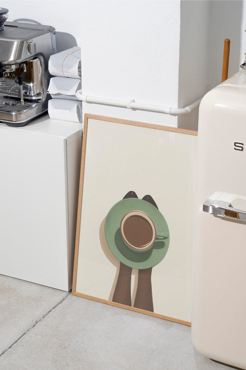 Espresso Silhouette poster visad med ram som tillval – FrenzyFrame
