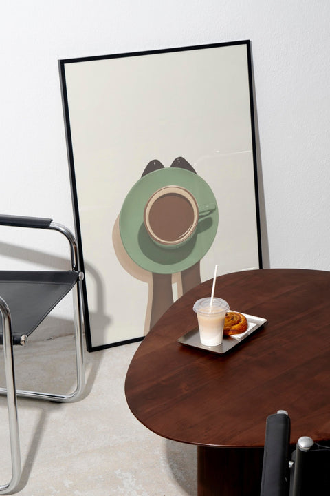 Espresso Silhouette poster visad med valfri ram – FrenzyFrame kökstavla