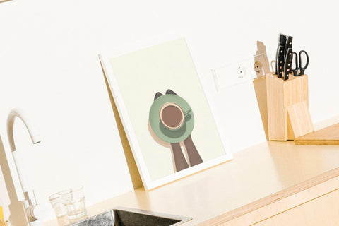 Espresso Silhouette poster i miljö med valfri ram – FrenzyFrame