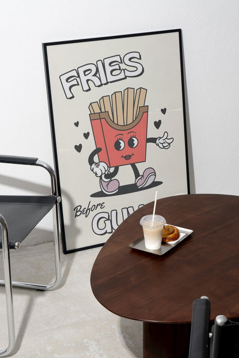 Fries Before Guys poster i miljöbild med valfri ram – FrenzyFrame