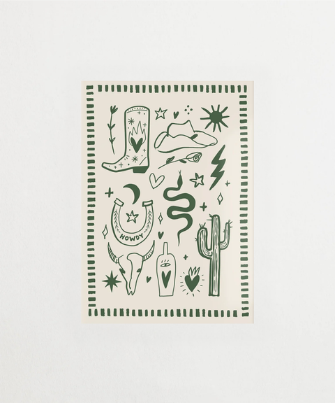 Howdy Magic poster med magisk text och occidental design – FrenzyFrame