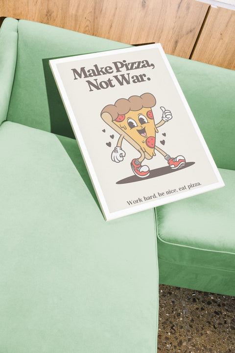 Make Pizza Not War poster med valfri ram – FrenzyFrame