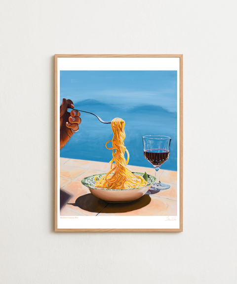 Mediterranean Bite poster visad med ram som tillval – FrenzyFrame