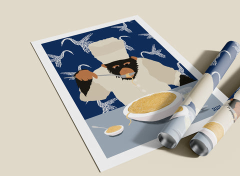 Monkey Eats Pasta poster med valfri ram – FrenzyFrame