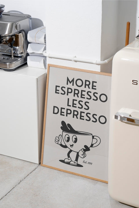 More Espresso poster visad med ram som tillval – FrenzyFrame