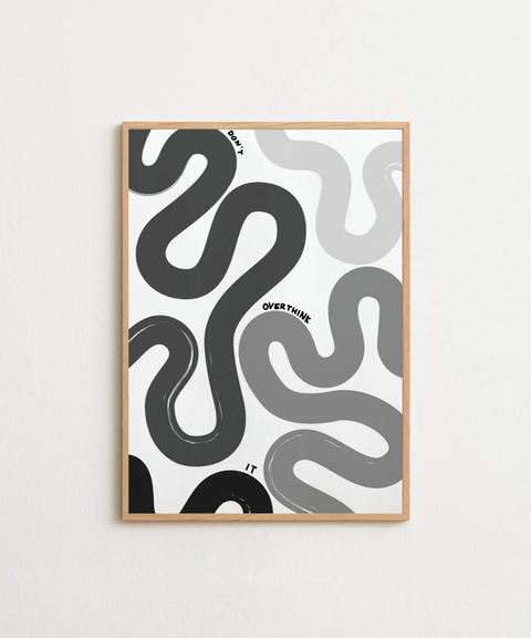 Overthinkin' in Black poster visad med valfri ram – FrenzyFrame