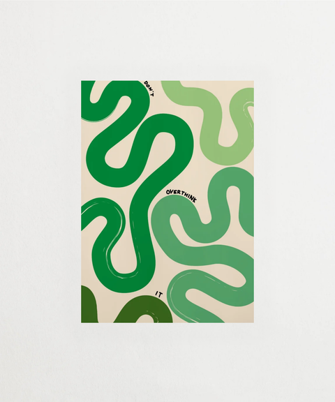Overthinkin' in Green poster med illustration – FrenzyFrame