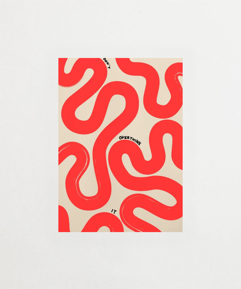 Overthinkin' in Red poster med röd typografi – FrenzyFrame