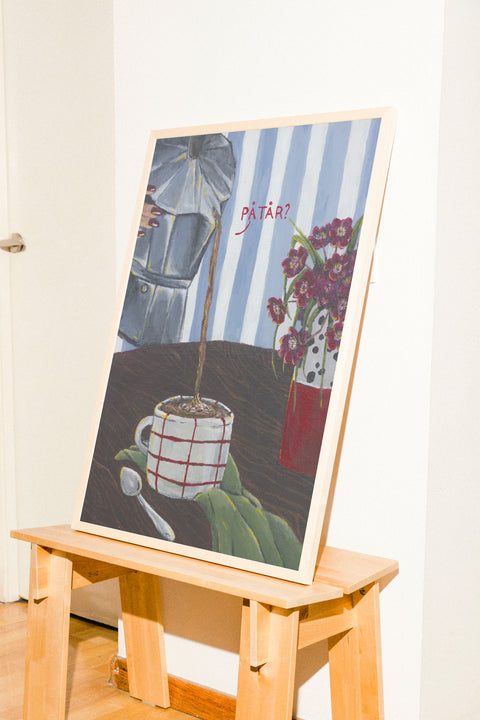Påtår poster visad med ram som tillval i miljö – FrenzyFrame