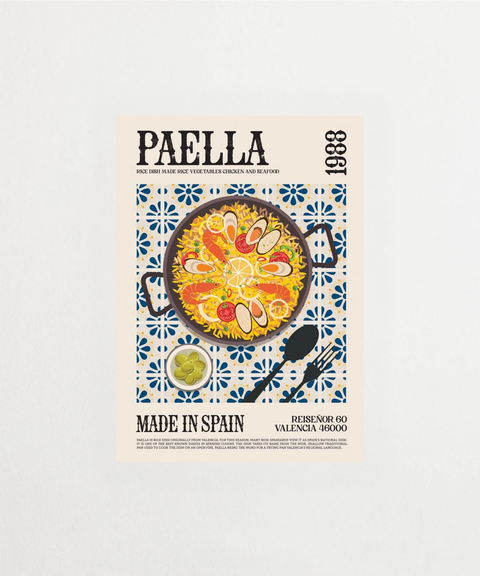 Paella Para Siempre poster med färgglad paellamotiv – FrenzyFrame