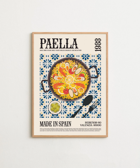 Paella Para Siempre poster visad med ram som tillval – FrenzyFrame