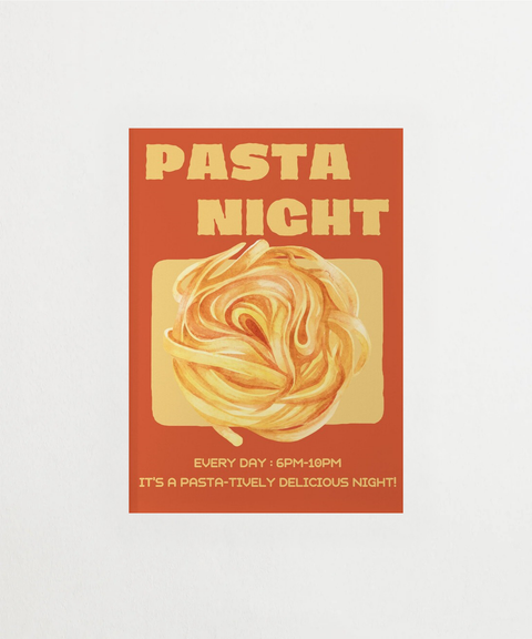Pasta Night poster med matmotiv – kökstavla från FrenzyFrame