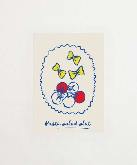 Pasta Salad poster med illustrerat motiv av färgglad sallad – FrenzyFrame