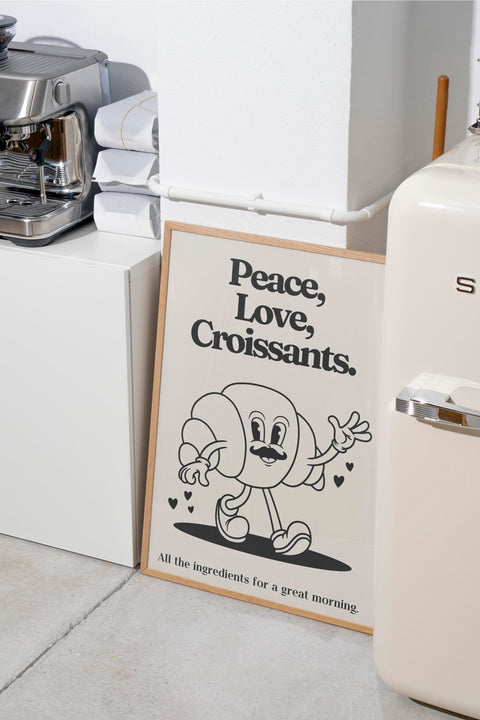 Peace, Love & Croissants poster med valfri ram – FrenzyFrame