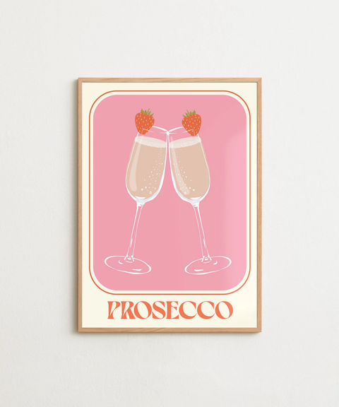 Pink Prosecco poster visad med valfri ram – FrenzyFrame
