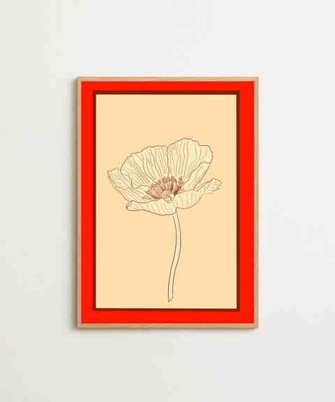 Poppy poster visad med ram som tillval i miljö – FrenzyFrame