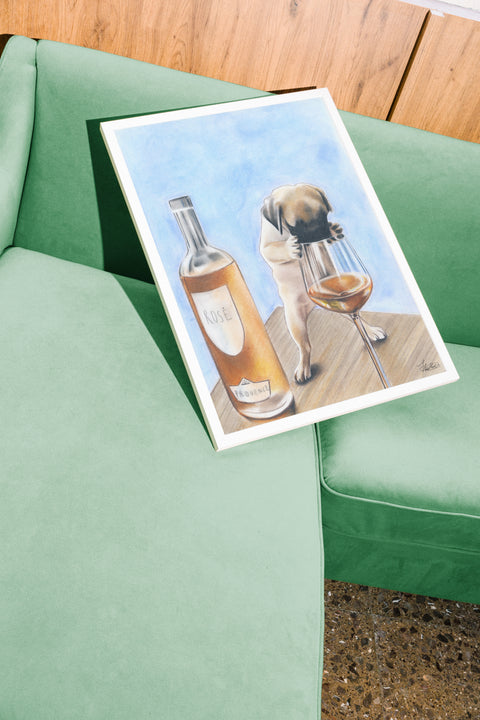 Rosé Puppy poster visad med valfri ram – FrenzyFrame