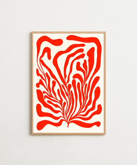 Seaweed red poster på vägg med valfri ram – FrenzyFrame