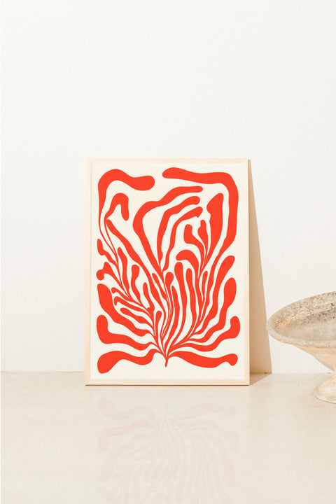 Seaweed red poster visad med ram som tillval i miljö – FrenzyFrame