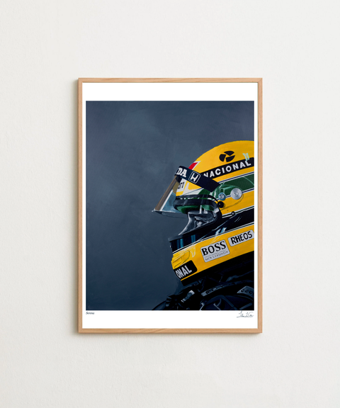 Senna motorsport poster visad med valfri ram – FrenzyFrame