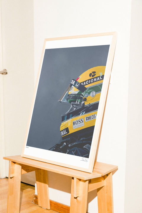 Senna motorsport poster visad med ram som tillval – FrenzyFrame