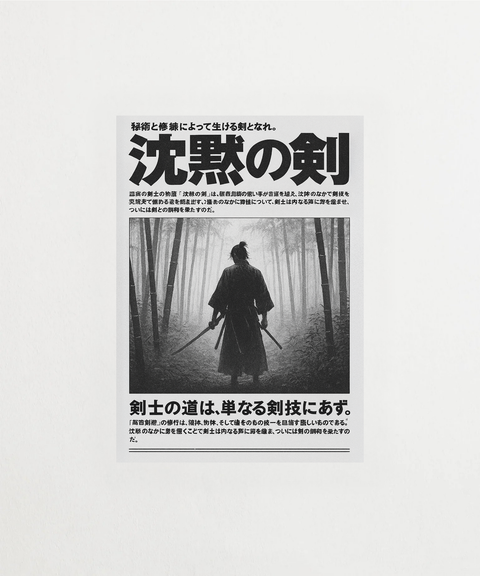 Silent Blade poster med minimalistisk motiv – FrenzyFrame