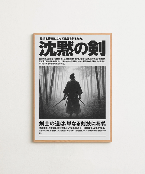 Silent Blade poster visad i miljö med valfri ram – FrenzyFrame